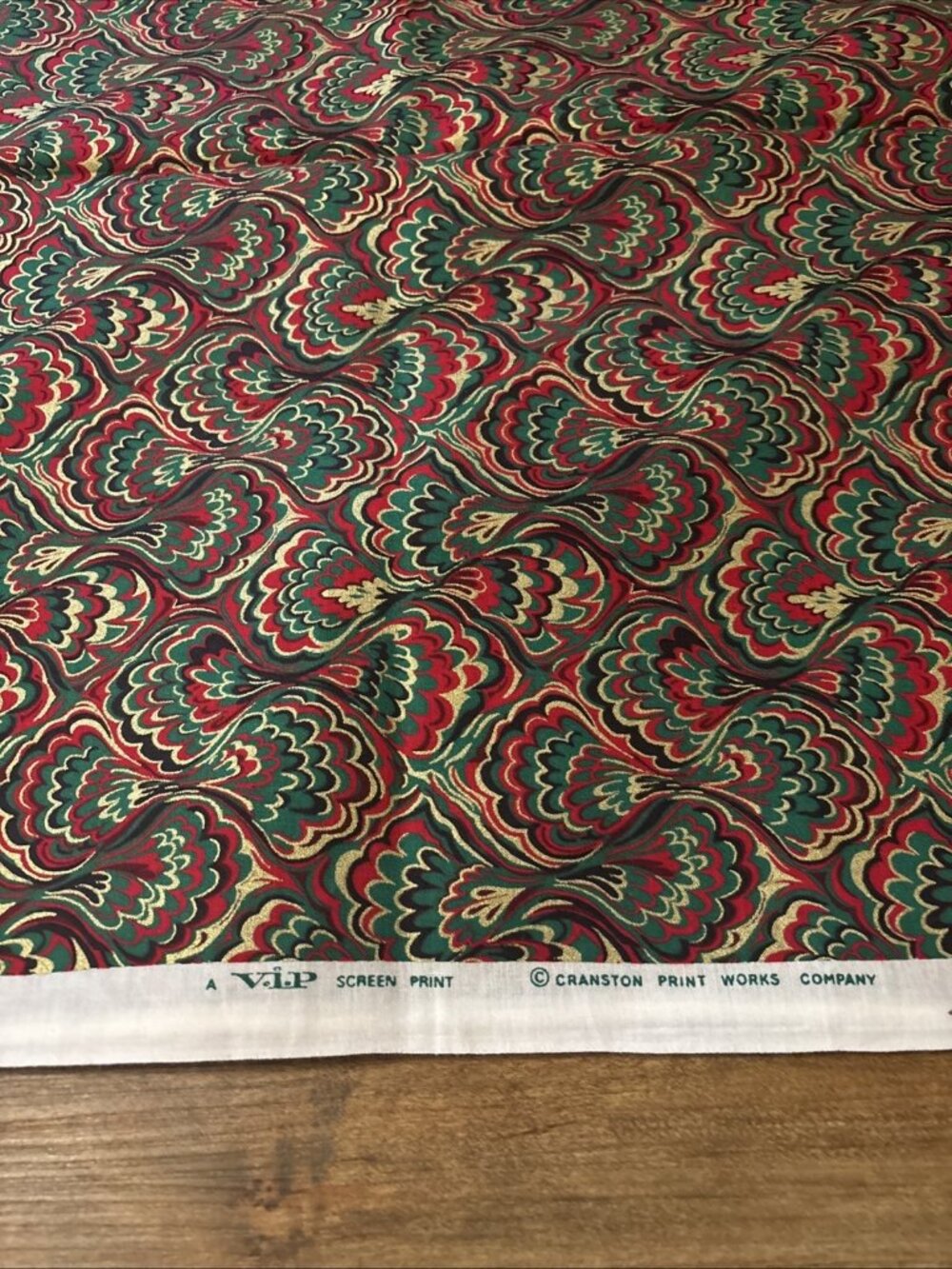 Vintage Cranston Print Holiday Fabric  Over 4 Yards VIP Screen Print